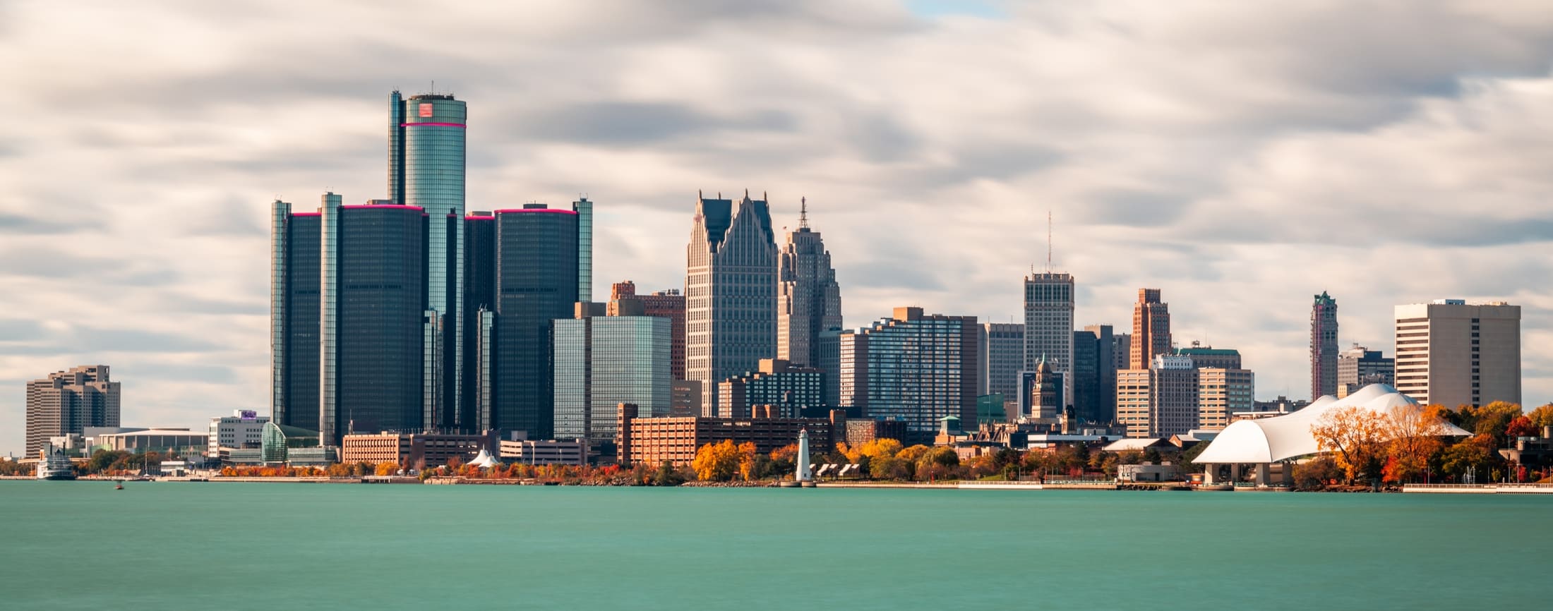 A skyline of a city in Michigan